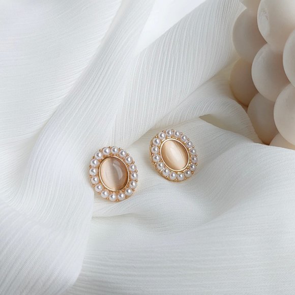 💙💕Last one Oval Lady Gem Stone Earrings Studs - Picture 5 of 8